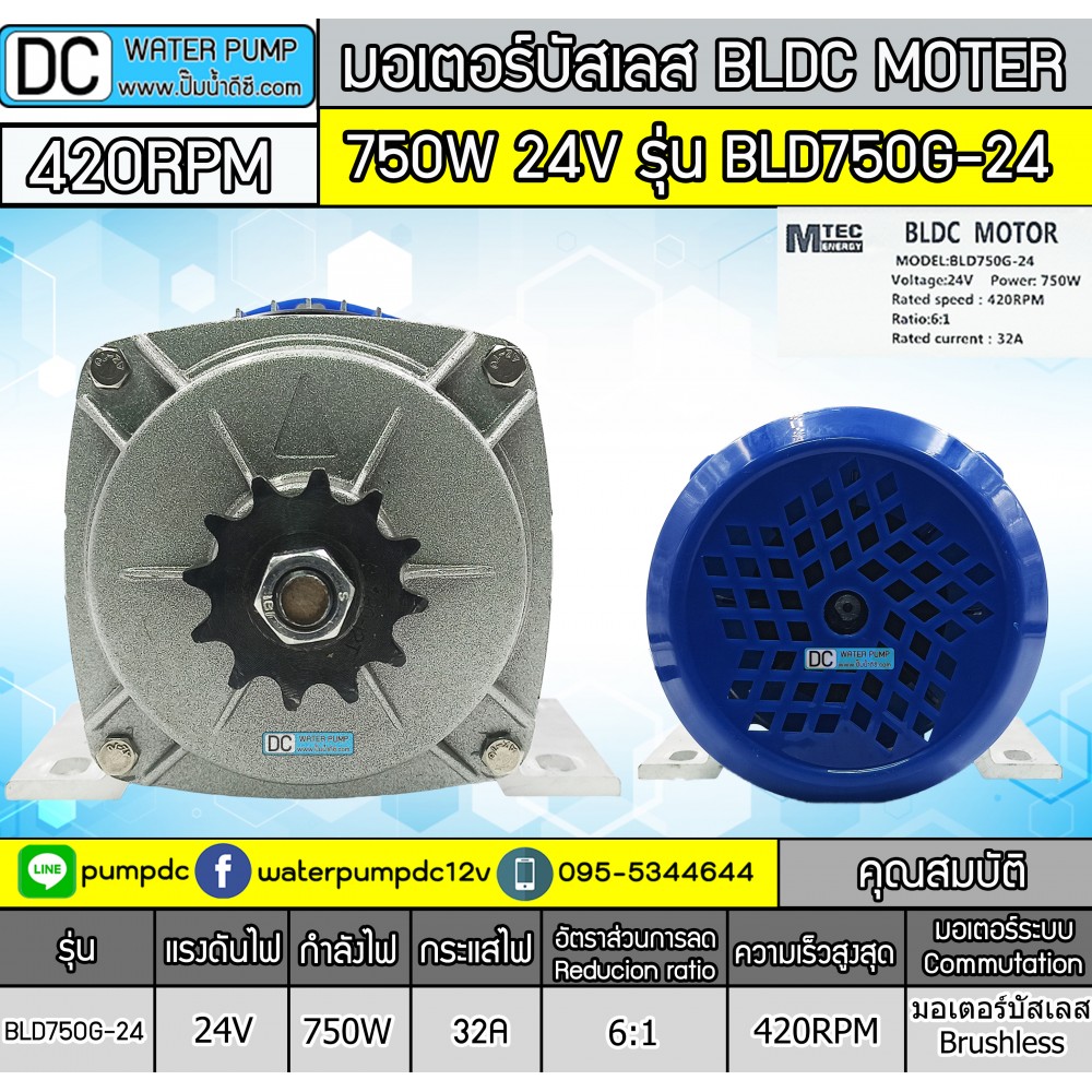 มอเตอร์บัสเลส เกียร์ 750W 24V BLDC (ไร้แปรงถ่าน) (พร้อมกล่องคอนโทรล)